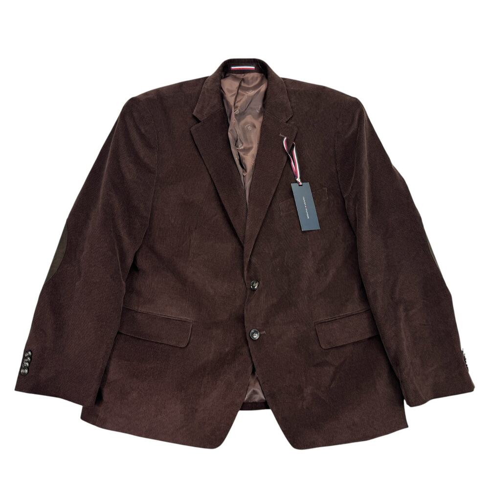 Tommy Hilfiger Mens Daltry Modern Fit Corduroy Sport Coat Chestnut Red 46S